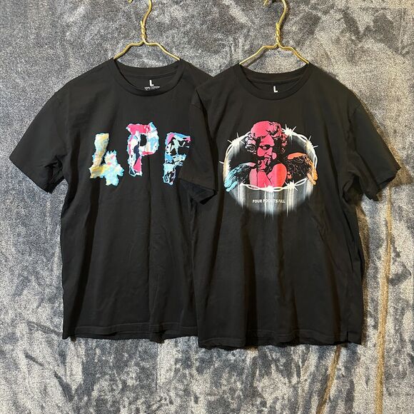 Lil Baby Four Pockets Full Shirt Bundle Mens Large Lot of 2 Angel 4PF Rap Band - Picture 1 of 12
